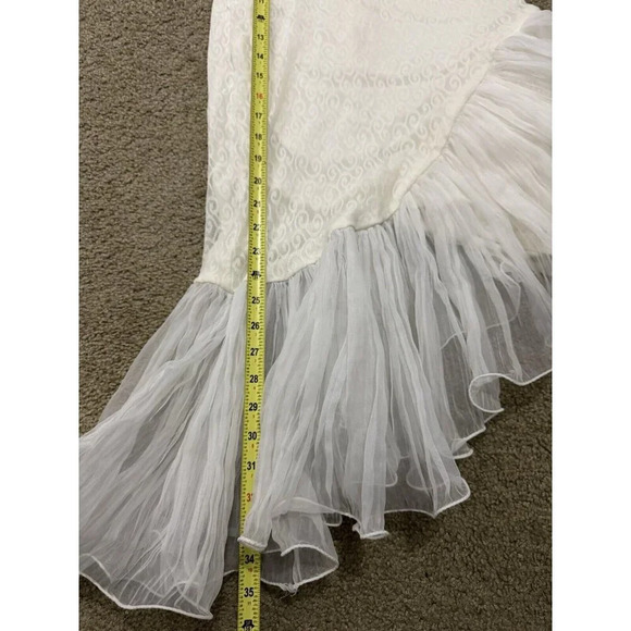 One Shoulder Long Sleeve Asymmetrical Ruffles Dress Ivory White SMALL READ - Picture 11 of 12